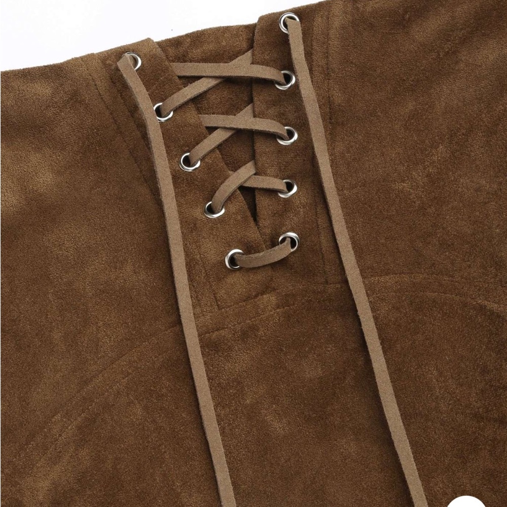 Suede lace up mini skirt - Picture 3 of 7